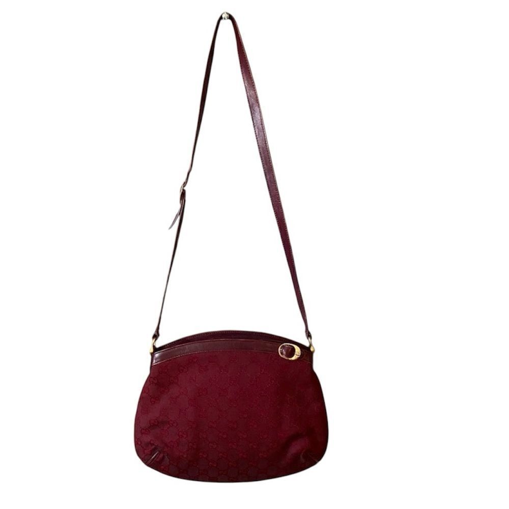Authenticated Vintage Gucci GG Logo Burgundy/Wine Crossbody Shoulder Bag. COA. - Picture 4 of 16